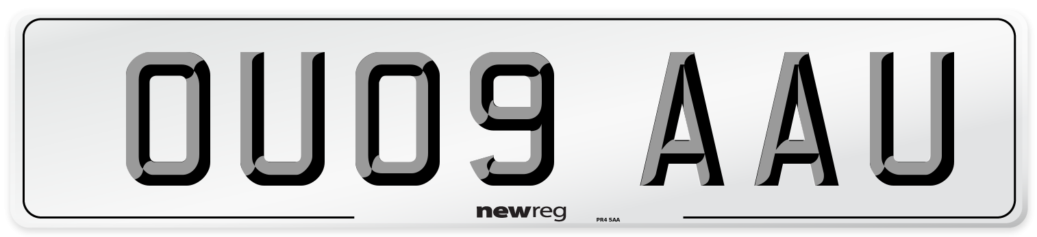 OU09 AAU Number Plate from New Reg